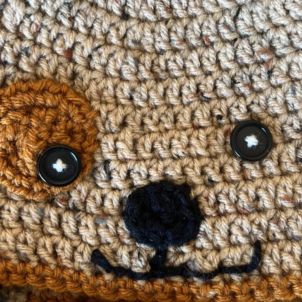 Handmade Crochet Dog hat and Dogs in costume fleece lovey